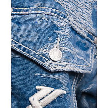 Jakke Karl Kani Karl Kani OG K Distress Camo Denim Jacket Blå | KK-60710032, 3