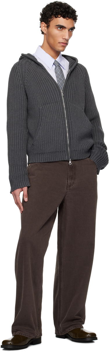 Sweater OUR LEGACY OUR LEGACY Level Zip-Up Knit Hoodie Grå | M2253LD, 3