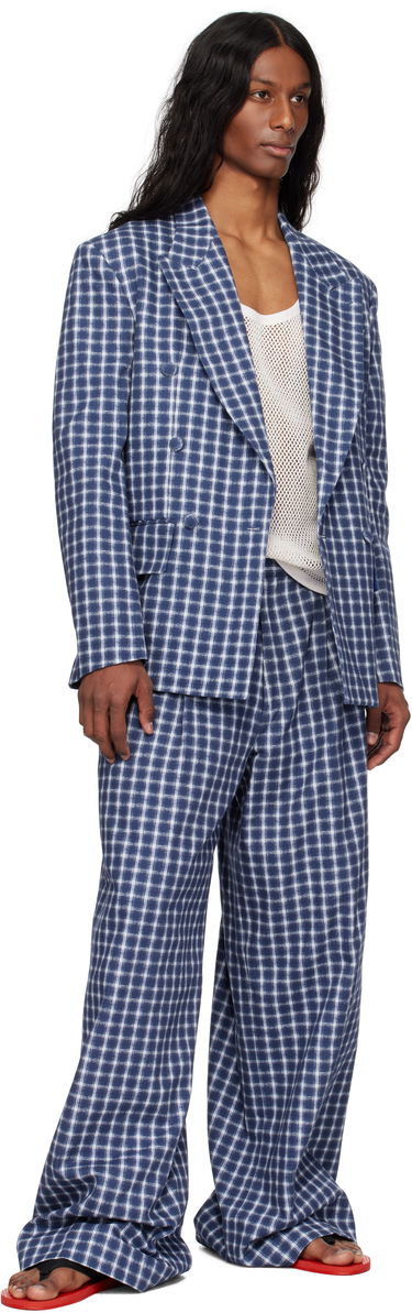 Jakke ERL ERL Check Double-Breasted Blazer Blå | ERL10J038, 3