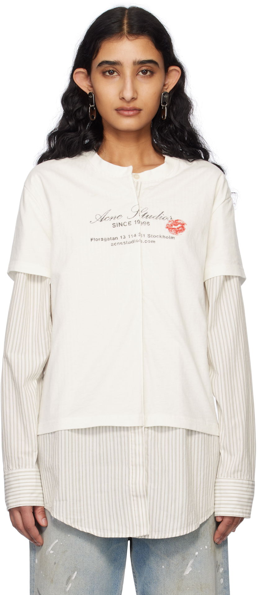 T-shirt Acne Studios Acne Studios Layered T-Shirt Hvid | AC0730-