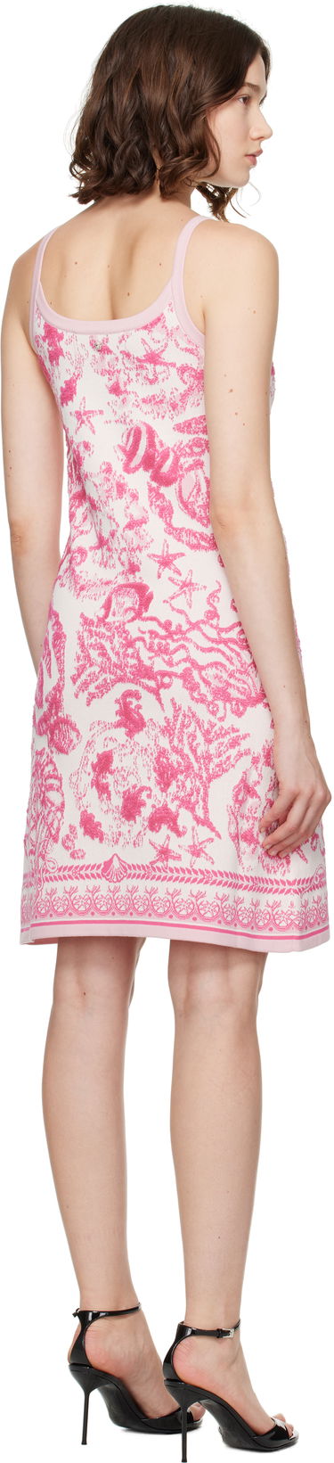 Kjole Versace Versace Underwater Barocco A-Line Knit Minidress Lyserød | 1020361_1A14732, 2