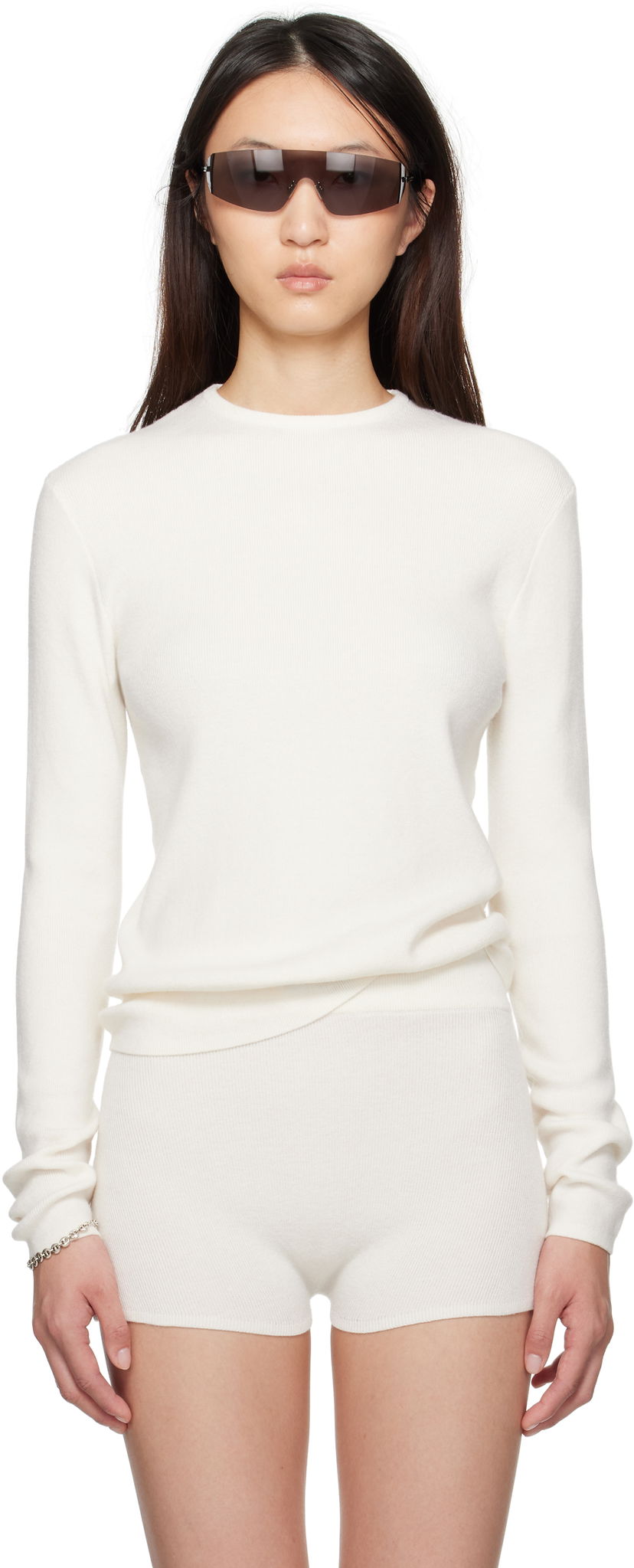 T-shirt Fear of God Fear of God ESSENTIALS Soft Rib Long Sleeve T-Shirt Hvid | 192SP257804FW