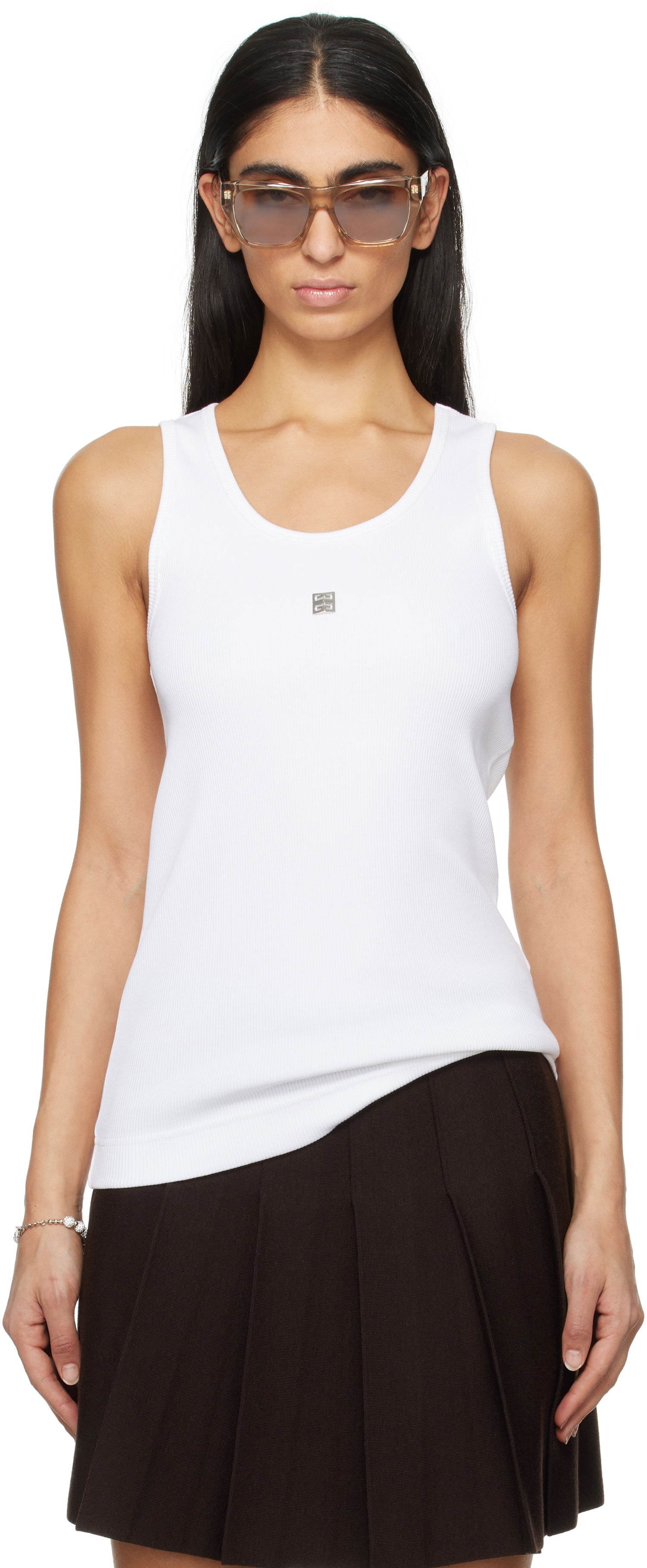Tanktop Givenchy Sleeveless 4G Logo Tank Top Hvid | BW70CH3YHY100, 0