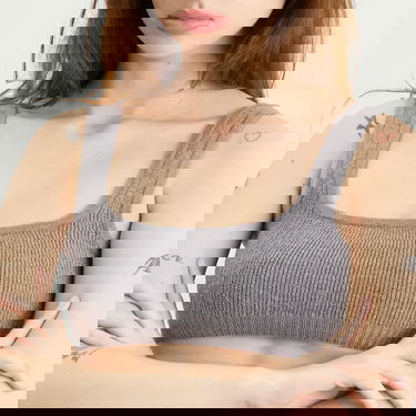 Bh SKIMS Textured Knit Bralette Size Large Grå | SP-SCP-9926W-DHG, 5