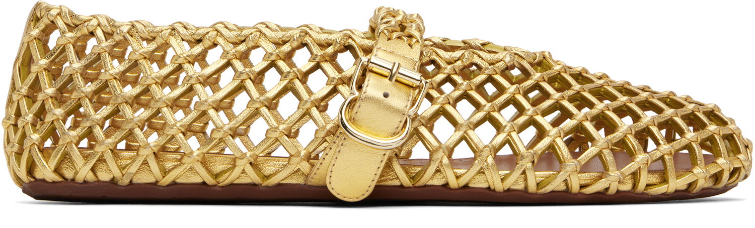 Skopleje Alaïa ALAÏA Braided Goatskin Ballerina Flats Metalisk | AA3A029CK281, 0