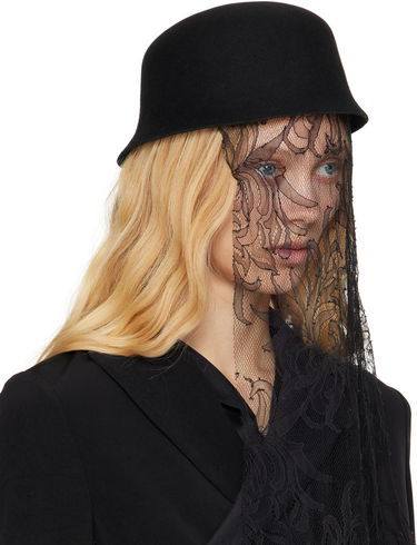 Hat Yohji Yamamoto Yohji Yamamoto Lace Veil Felt Hat Sort | FP-H08-867, 1