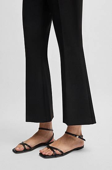 Tilbehør BOSS Double B Leather Crisscross Sandals Sort | 50542217, 1