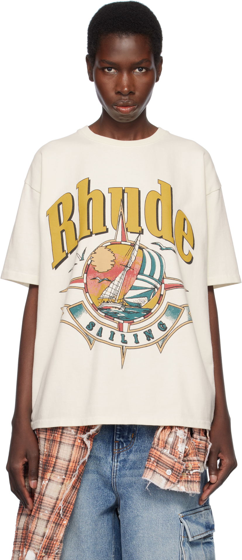 T-shirt Rhude Rhude Sailing Graphic T-Shirt Hvid | RHSS25TT01012