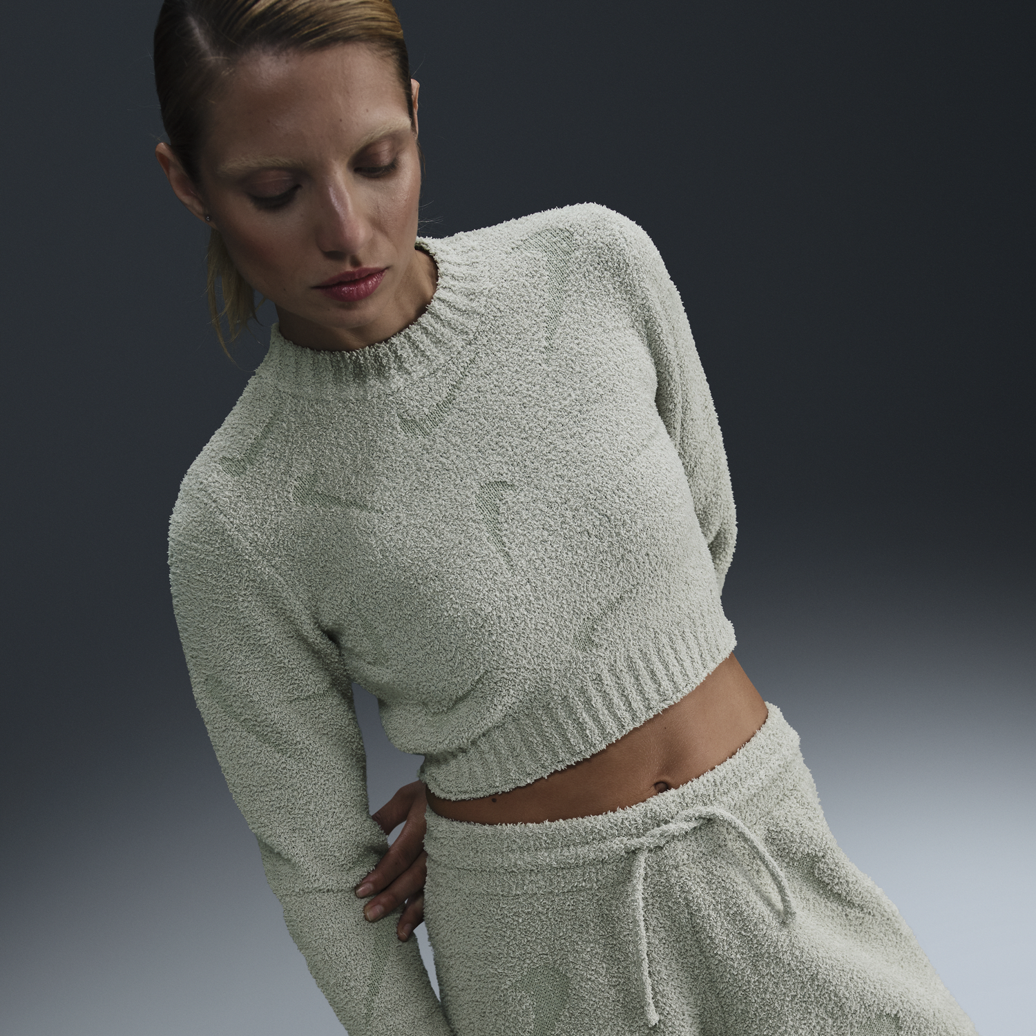 T-shirt Nike Cozy Boucle Long Sleeve Top Grøn | FZ1716-370, 0