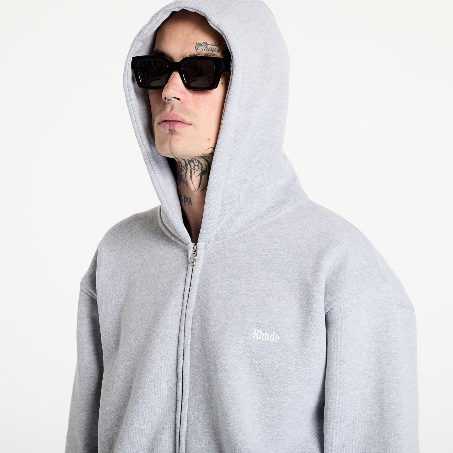Sweatshirt Rhude Rhude Classique Full-Zip Hoodie Grå | RHSS25HO012293048, 1