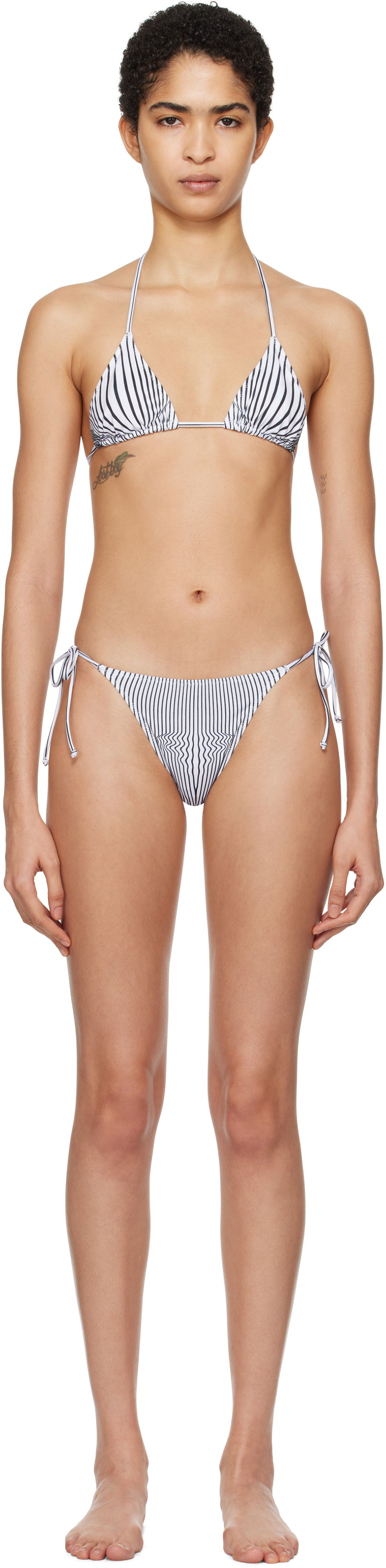 Badetøj Jean Paul Gaultier Gaultier 'The Pinstripe Body Morphing' Bikini Bottoms Hvid | 25/33-F-BS021-J571-0100, 0