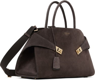 Håndtaske FERRAGAMO Ferragamo Hug L Suede Satchel Grå | 779241, 1