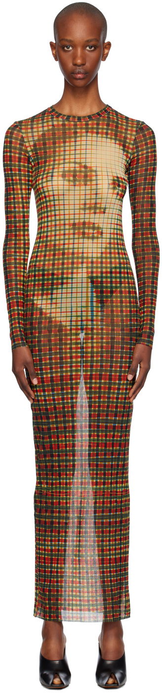 Kjole Jean Paul Gaultier Jean Paul Gaultier Tartan Face Print Maxi Dress Flerfarvet | 24/31-F-RO272-T563-95105030