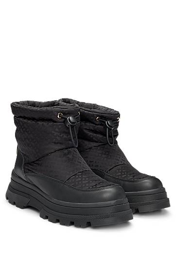 Sneakers og sko BOSS Monogram Slim-Fit Boots with Leather Trims Sort | 50523505