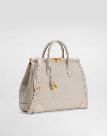 Håndtaske Dolce & Gabbana Dolce & Gabbana Marlene Fabric and Calfskin Handbag Beige | BB7763A9AC88M043, 2