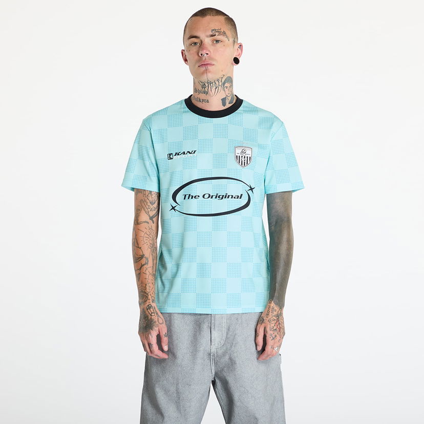 T-shirt Karl Kani OG Sport Star Check Trikot Light Blue/ Black Turkis | KU243-002-2