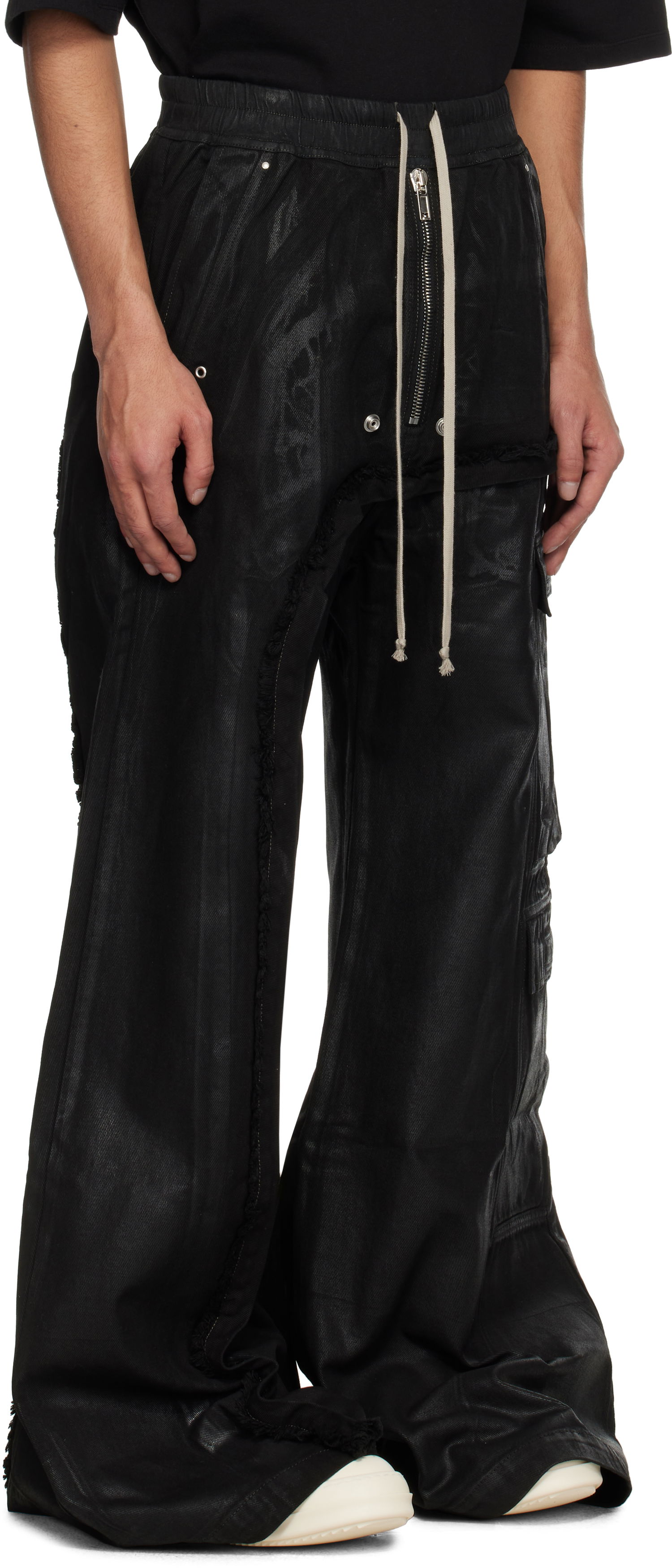 Cargo bukser Rick Owens Rick Owens DRKSHDW Hollywood Imbalanced Double Cargo Jumbo Belas Denim Cargo Pants Sort | DU01E3375 DCF, 1