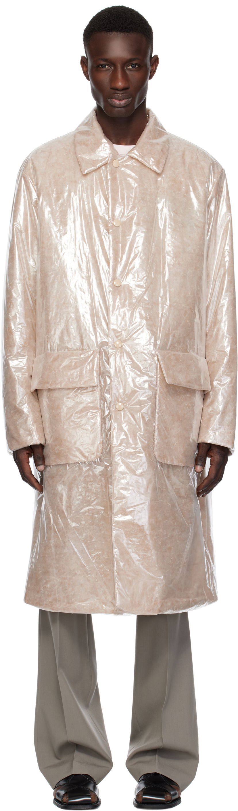 Regnfrakke Dries Van Noten Dries Van Noten Loose Fit Mac Coat Beige | 251-020222-1257