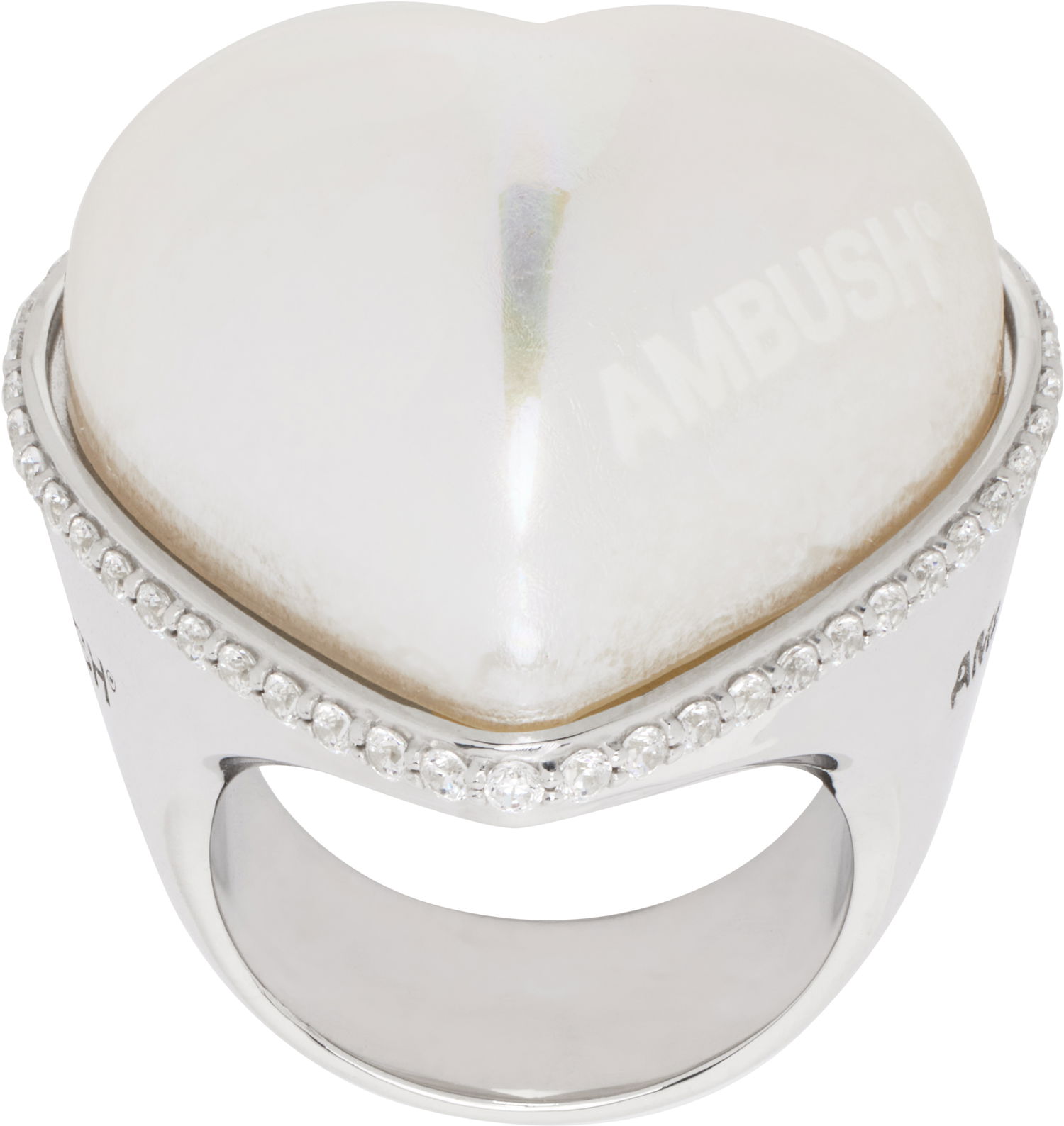 Ring Ambush AMBUSH Large Pearl Heart Ring Hvid | 12115243, 0
