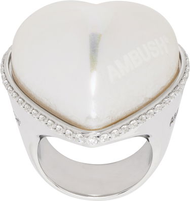 Ring Ambush AMBUSH Large Pearl Heart Ring Hvid | 12115243, 0