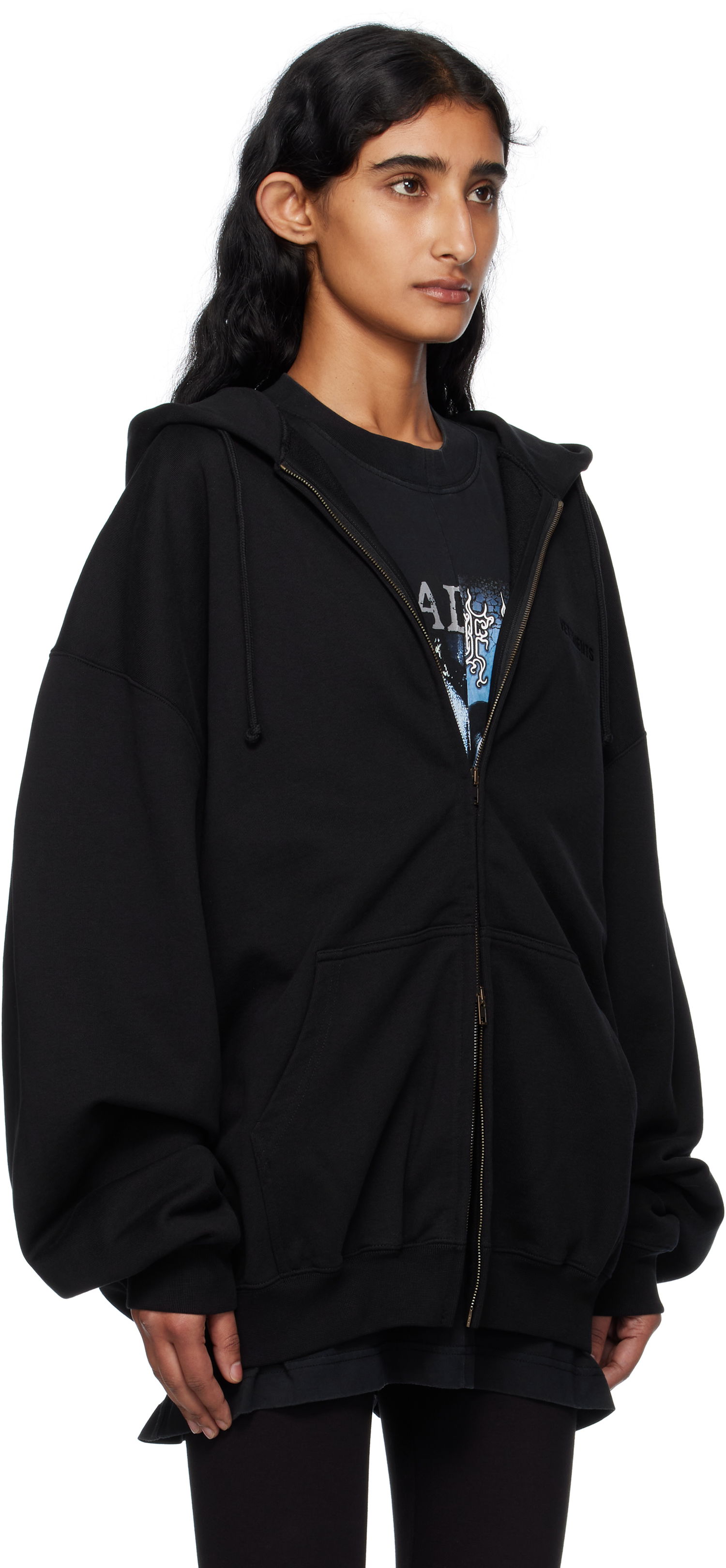 Sweatshirt VETEMENTS Vetements Oversized Zip-Up Hoodie Sort | UH76ZU100B, 1