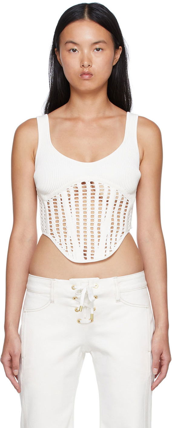Tanktop Dion Lee Recycled Viscose Tank Top with Lace Up Hvid | A7568S22