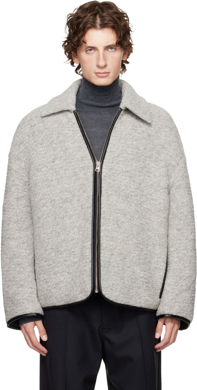 Jakke JW Anderson JW Anderson Contrast Trim Full-Zip Jacket Grå | JK0394-PG1820