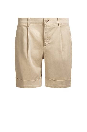 Shorts BOSS Relaxed Fit High-Rise Stretch Cotton Shorts Beige | 50511957