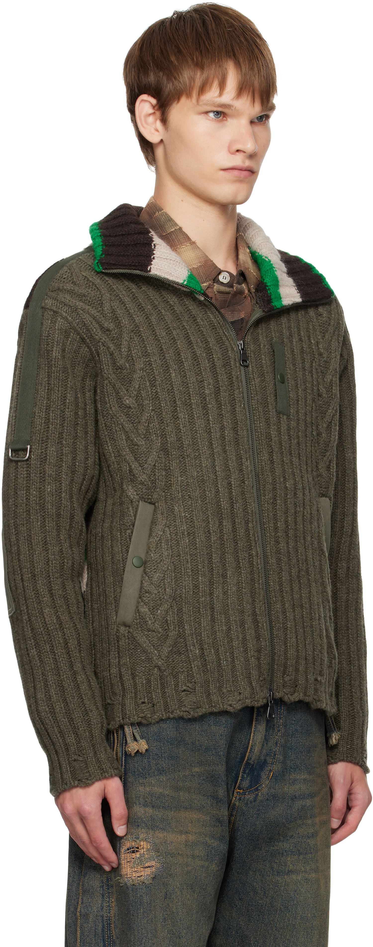 Sweater Andersson Bell Andersson Bell Stripe High-Neck Zip-Up Sweater Grøn | atb1344m, 1