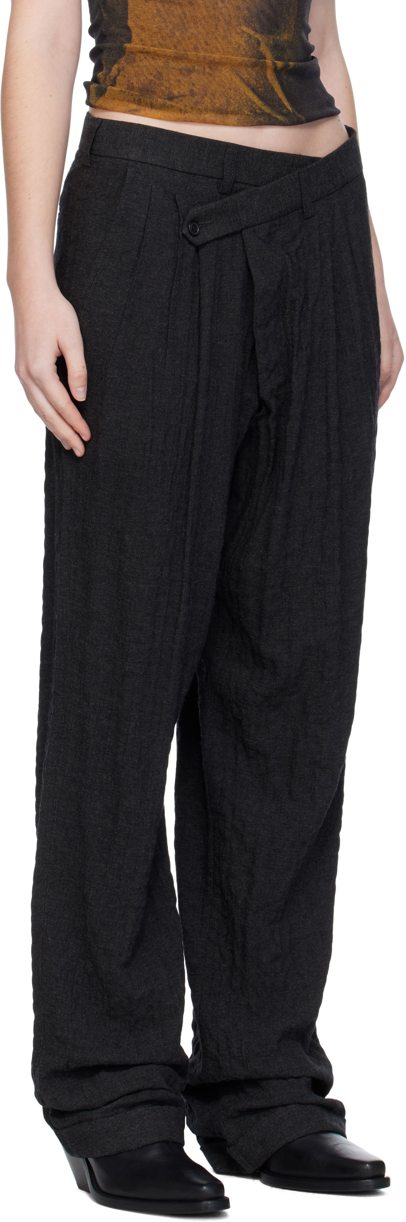 Bukser R13 R13 Tripe Pleat Crossover Trousers Sort | R13W7516-R580A, 1