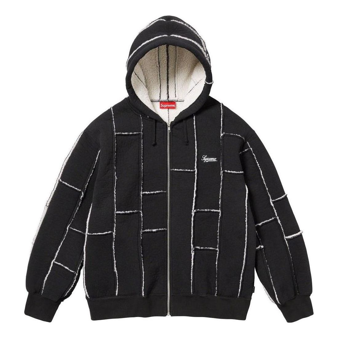 Sweatshirt Supreme Faux Shearling Zip Up Hooded Sweatshirt Sort | SUP-FW23-218, 0