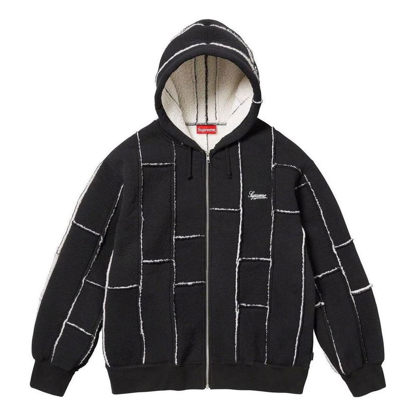 Sweatshirt Supreme Faux Shearling Zip Up Hooded Sweatshirt Sort | SUP-FW23-218