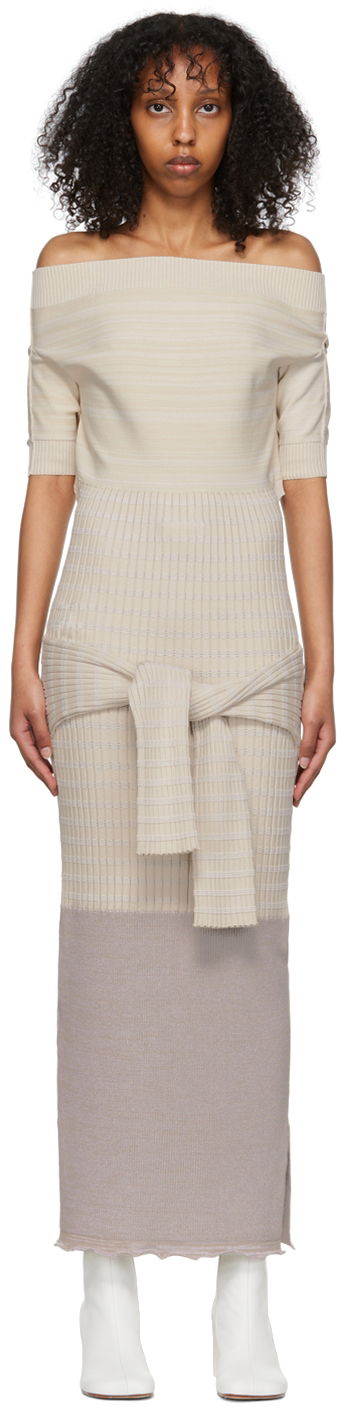 Kjole Maison Margiela Off Shoulder Maxi Dress Beige | S62CT0189 S17970