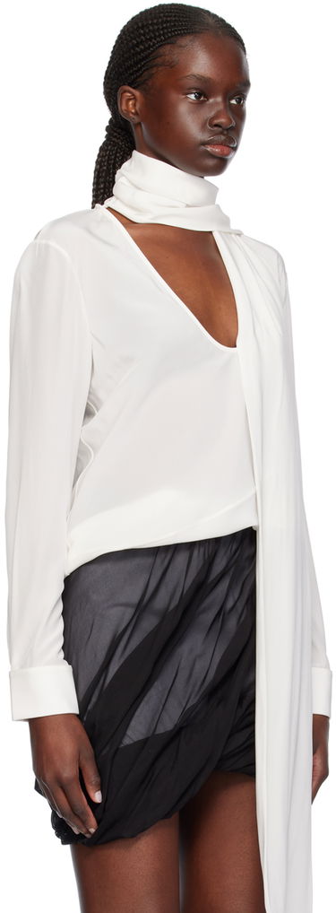 Skjorte Helmut Lang Helmut Lang Scarf Neck Blouse Hvid | O01HW522, 1