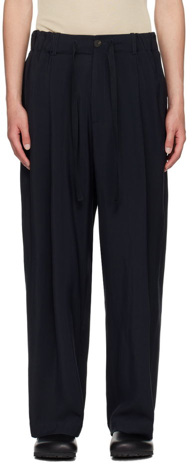 Bukser Studio Nicholson Studio Nicholson Noam Pleated Trousers Mørkeblå | NOAM SNM - 1186, 0