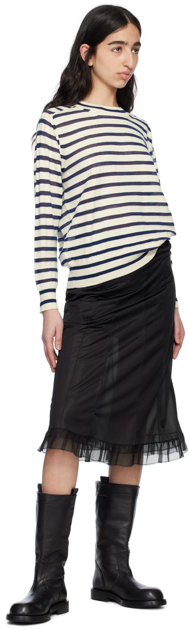 Sweater Comme des Garçons Comme Des Garçons Horizontal Stripe Cotton Sweater Hvid | TO-N007-S25, 3