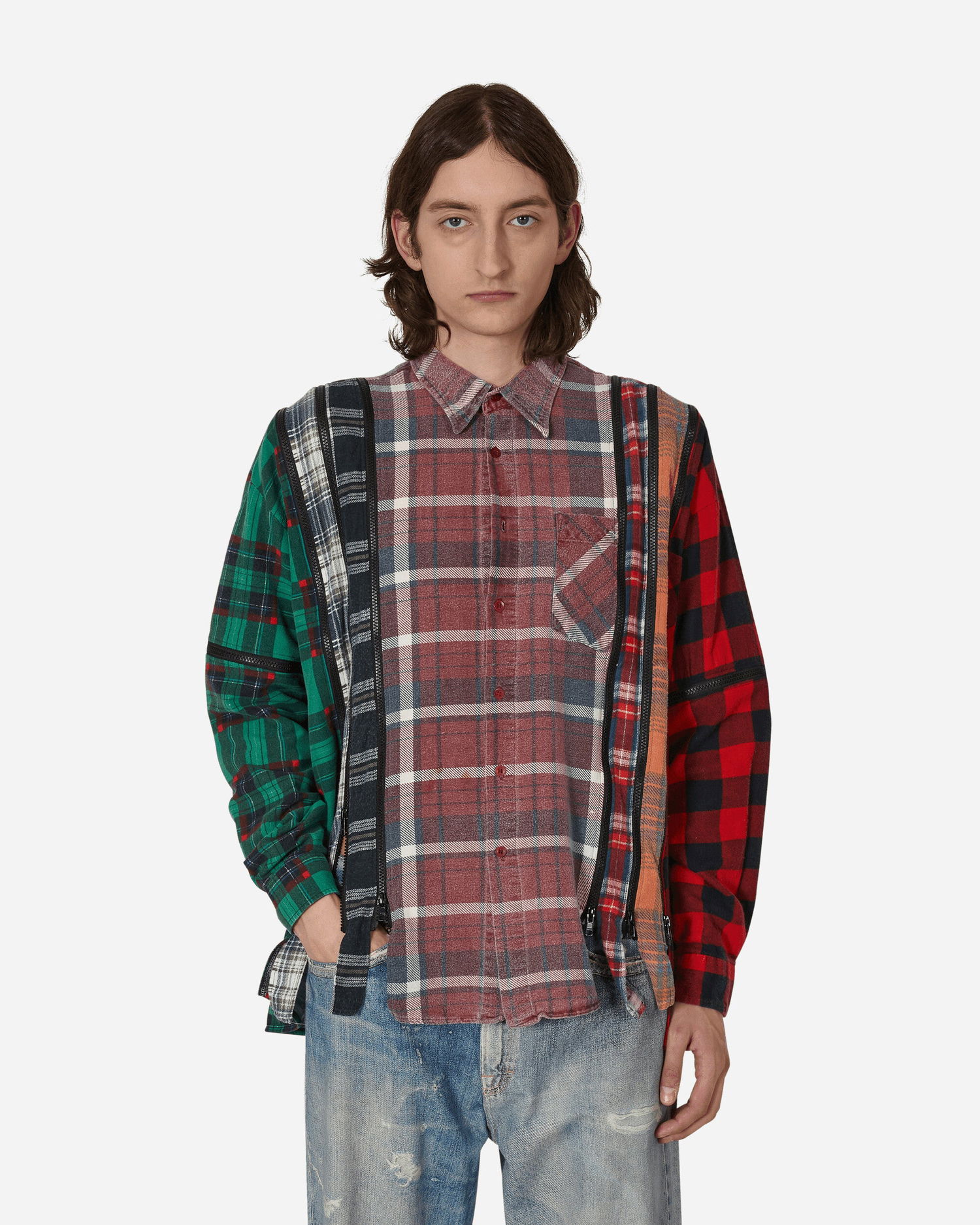 Skjorte Needles Wide Flannel Shirt Rød | MR343 1014, 0