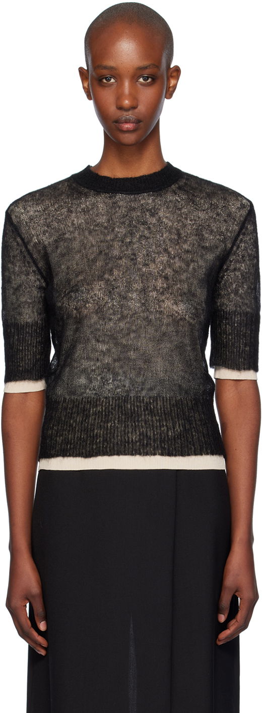 Sweater BOSS Sheer Sweater Sort | 50523754