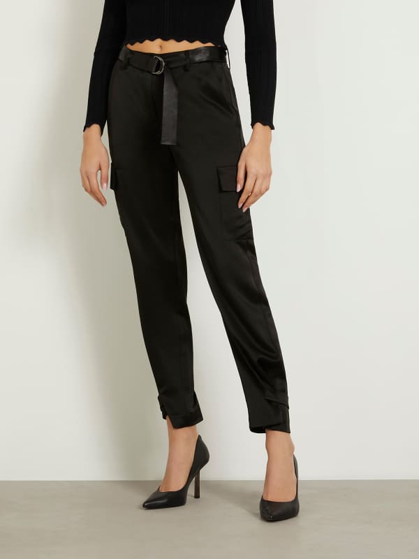 Leggings GUESS Satin Cargo Pant Sort | W4GB50WG7C0