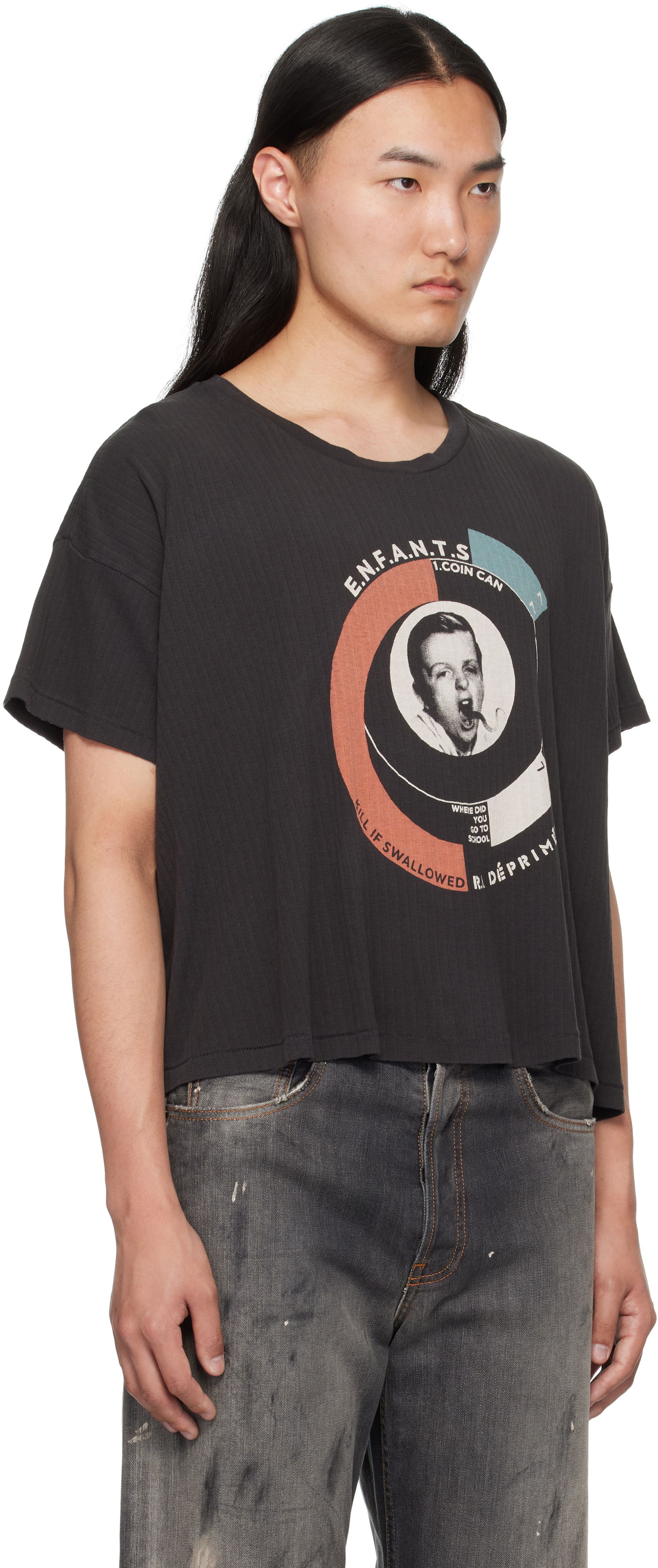 Crop top Enfants Riches Déprimés Enfants Riches Déprimés Snake Boy Rib Cropped T-Shirt Sort | 010-825, 1