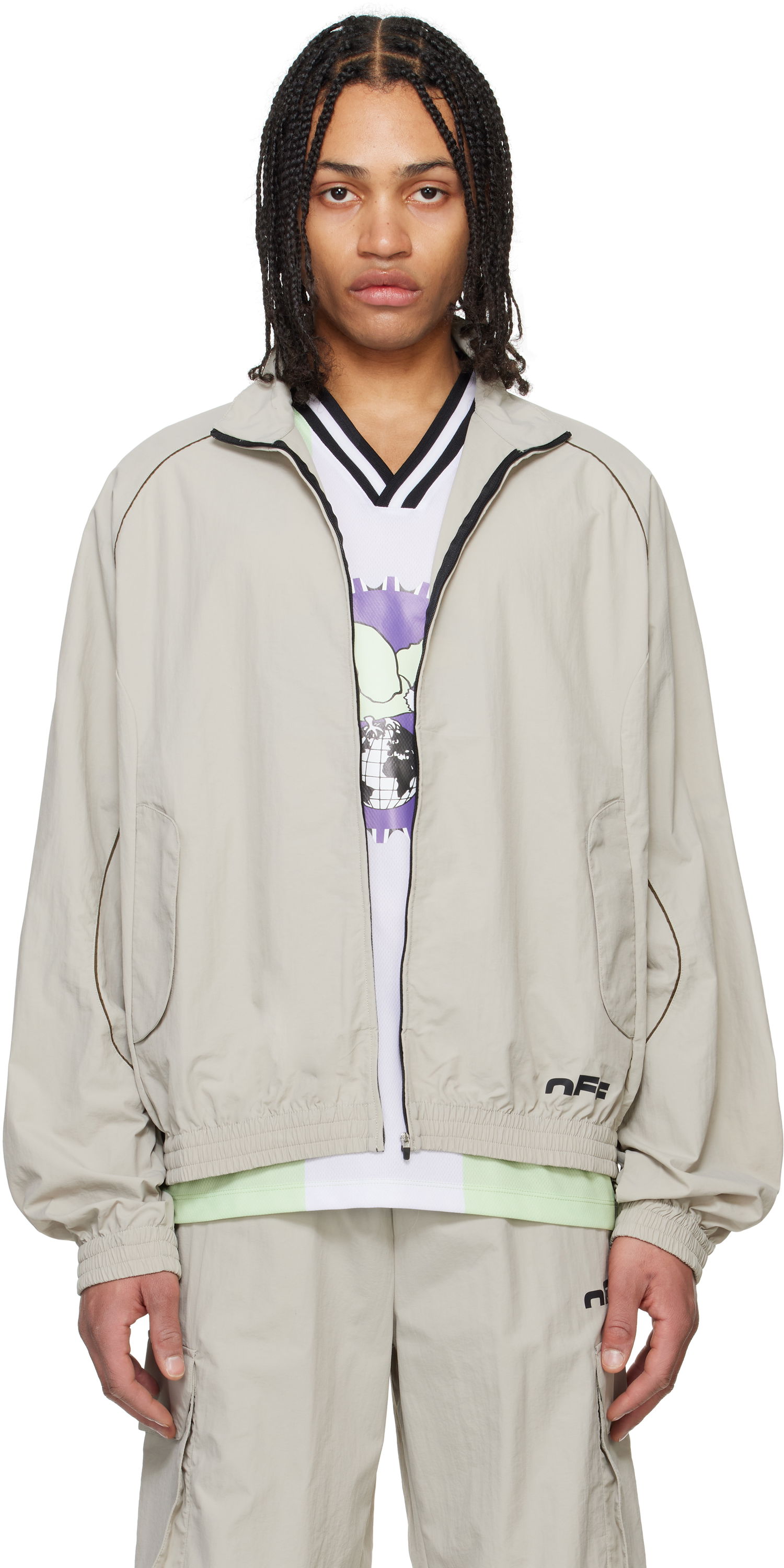 Vindjakke Off-White Off-White Split Track Jacket Beige | OMBD05AS25FAB0010500, 0
