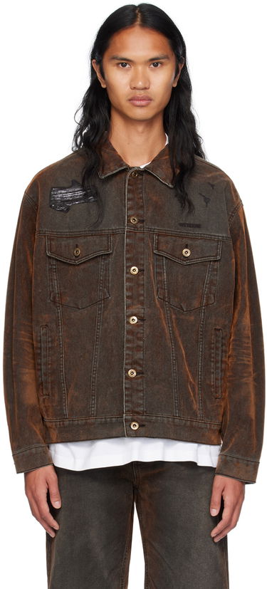 Jakke We11done We11done Distressed Denim Jacket Brun | WD-DJ2-24-399-M-BK, 0