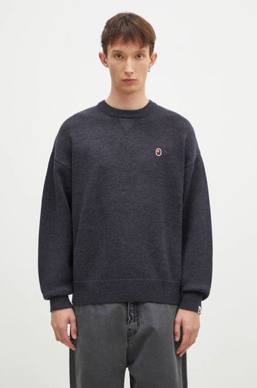 Sweater BAPE One Point Logo Knit Sweater Blå | 1K80120305, 0