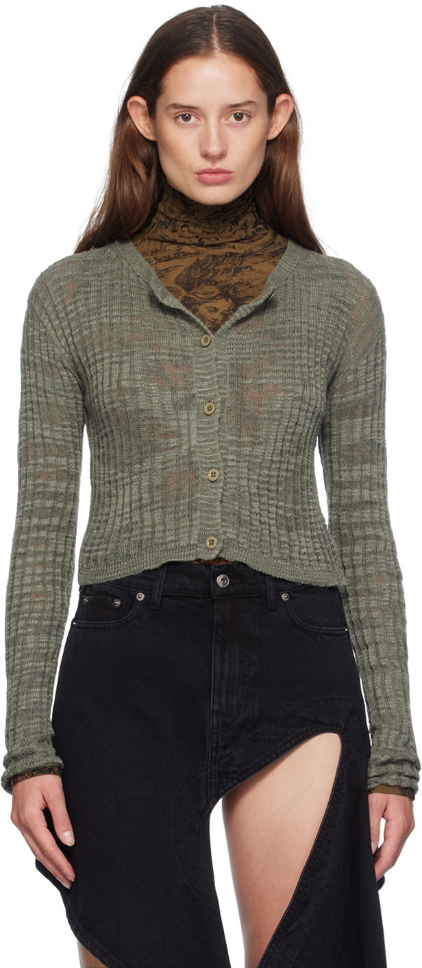Sweater Acne Studios Green Wide Rib Cardigan Grå | A60515-