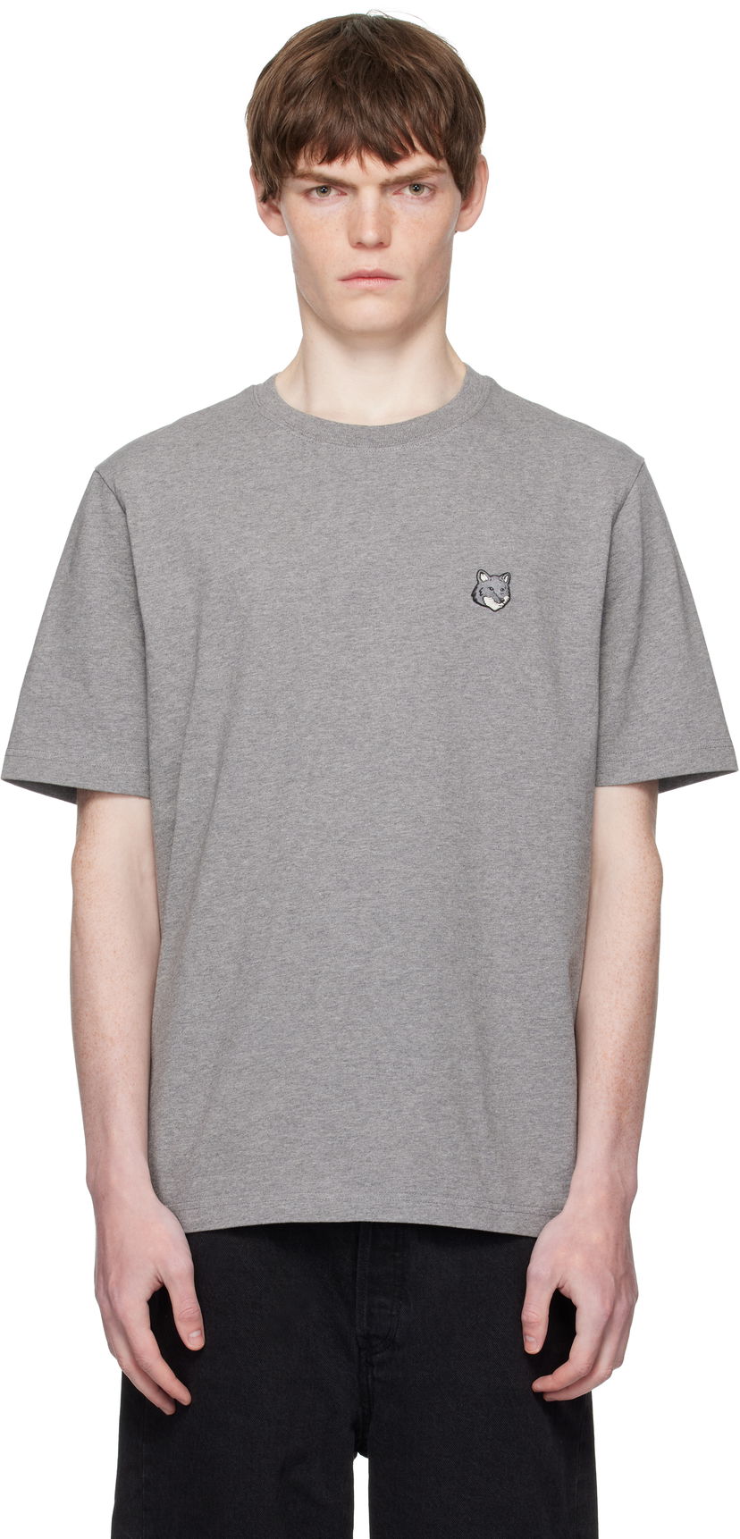 T-shirt MAISON KITSUNÉ Maison Kitsuné Fox Head Patch Comfort T-Shirt Grå | PM00108KJ7025