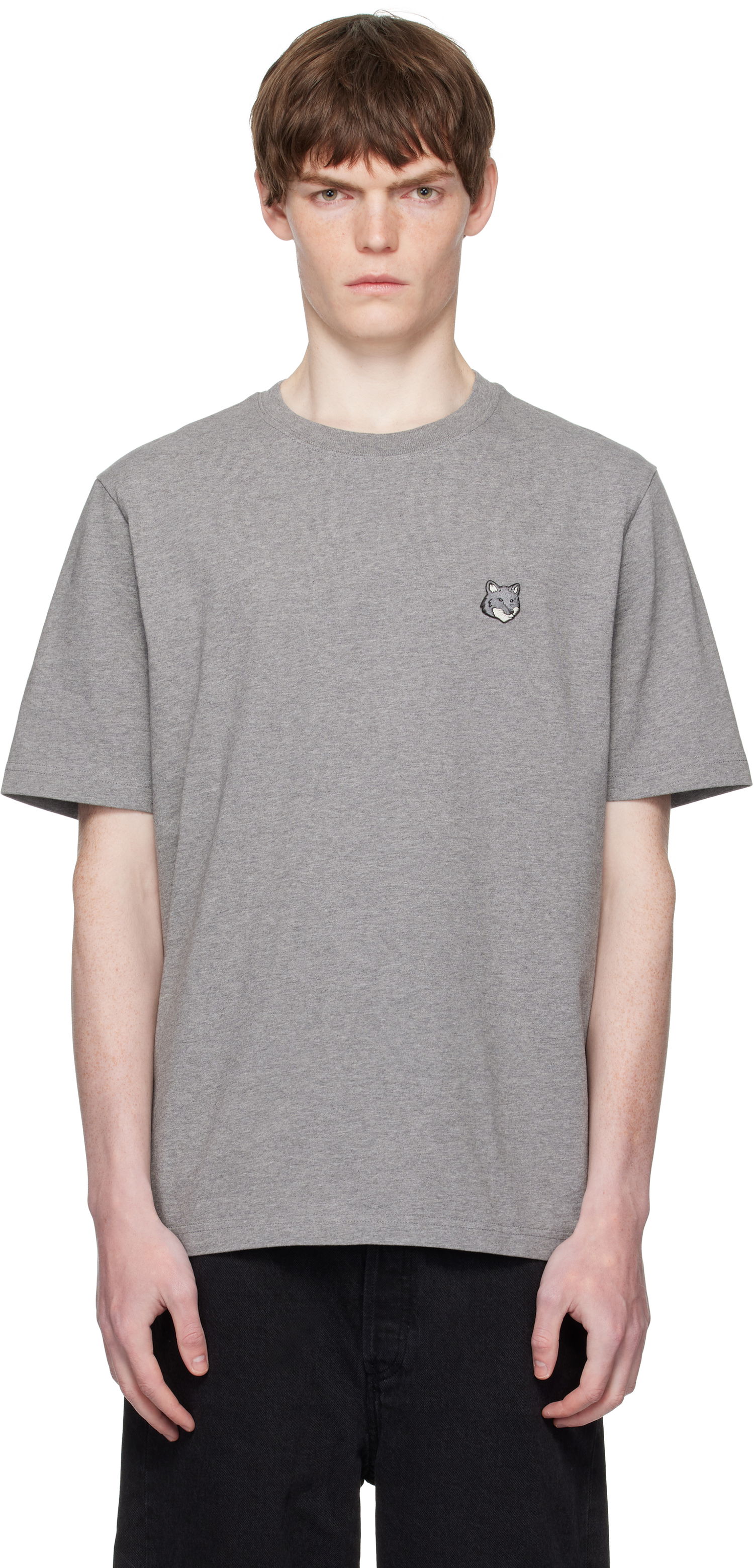 T-shirt MAISON KITSUNÉ Maison Kitsuné Fox Head Patch Comfort T-Shirt Grå | PM00108KJ7025, 0
