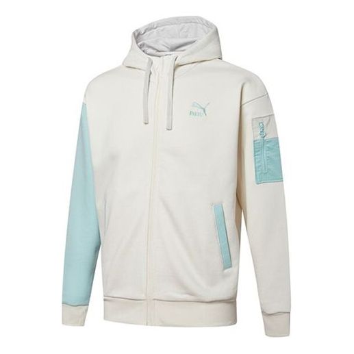 Sweatshirt Puma Retro Colorblock Knit Hooded Jacket Hvid | 534813-93, 0