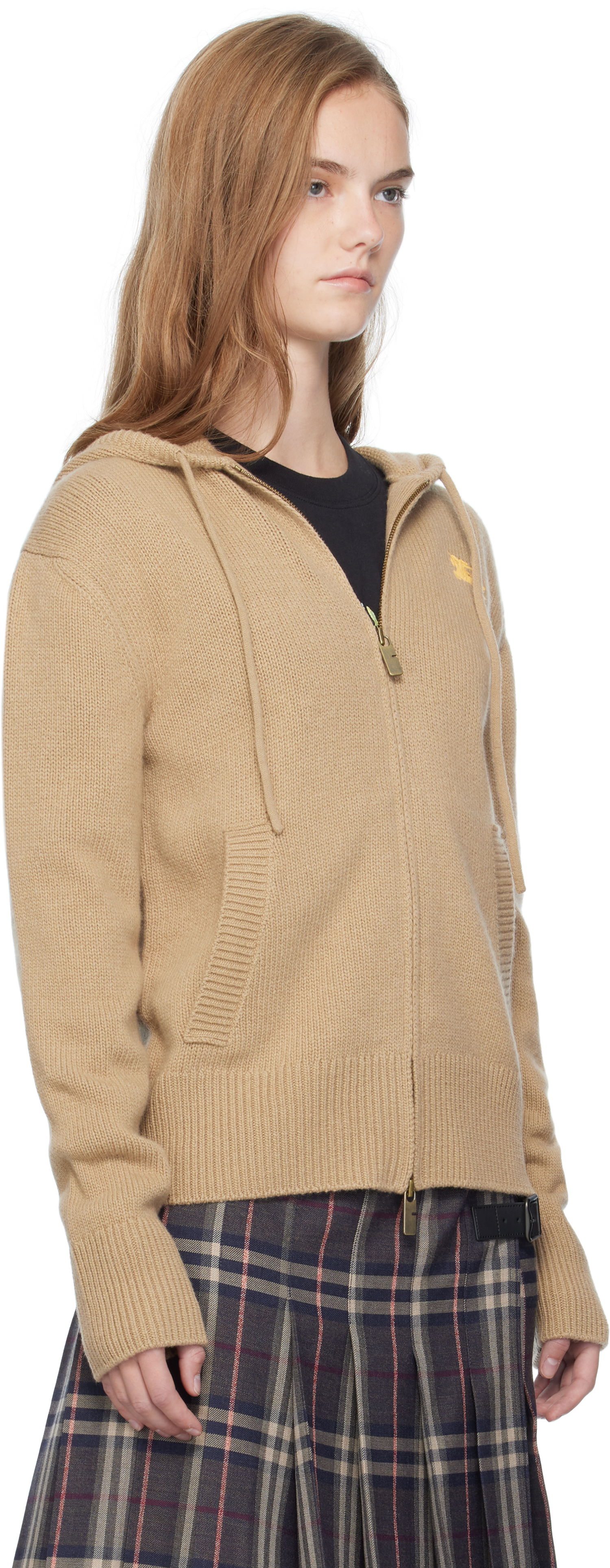 Sweatshirt Burberry Burberry EKD Knit Zip Hoodie Beige | 8110687, 1