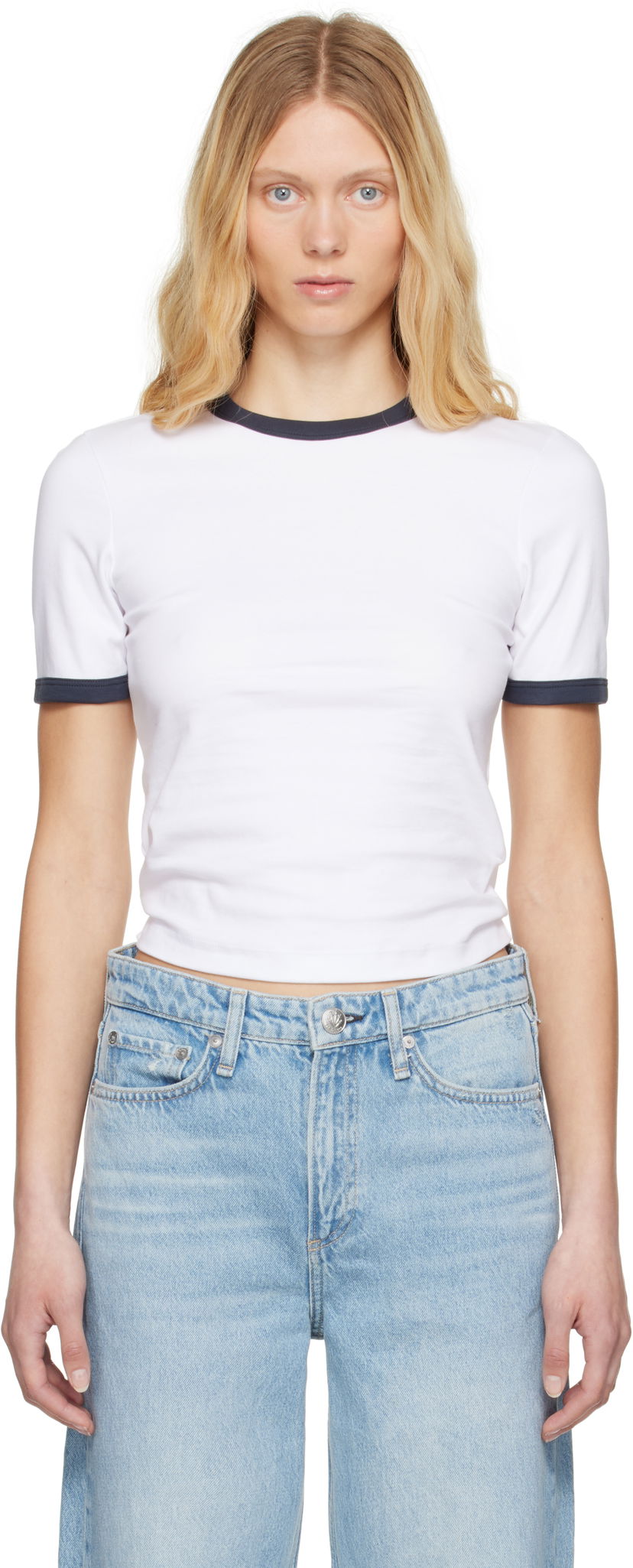 T-shirt rag & bone Rag & Bone Mia Ringer T-Shirt Hvid | WCC25ST026W327