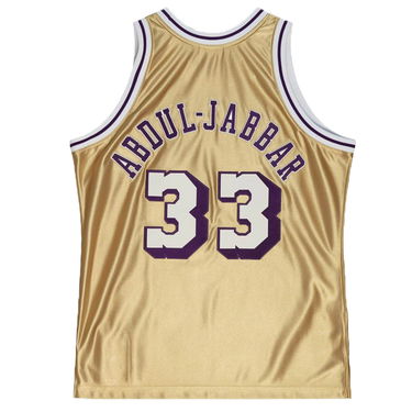 Jersey Mitchell & Ness Los Angeles Lakers Kareem Abdul-Jabbar 75th Gold Swingman Jersey Metalisk | SMJY4398-LAL83KABGOLD, 1